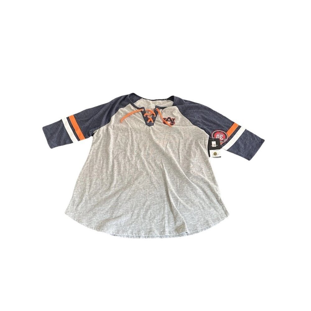 NWT Women's Colosseum Auburn University Tigers Lace Up Tee Gray/Orange Large